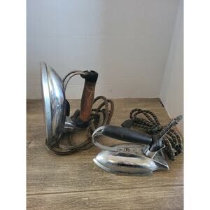 Lot Of 2 Vintage Irons Heat master Linen Company